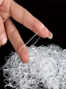 1000pcs / Durable transparent small silicone hair ties, elastic particle disposable particle silicone rubber bands, high elastic binding 06 rubber bands, Elastic hair accessory