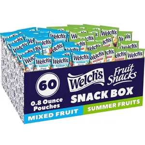 Welch's Fruit Snacks, Mixed Fruit & Summer Fruits Snack Box, Gluten Free, 0.8oz Snack Packs (Pack of 60)