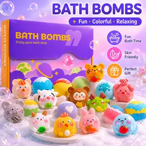 12-Pack Cute Safari Animal Surprise Bath Bombs for Kids, Aesthetic DIY Style Scented Bath Fizzers Kit, Best Birthday Gift for Boys & Girls, IYOKUJI CLUB