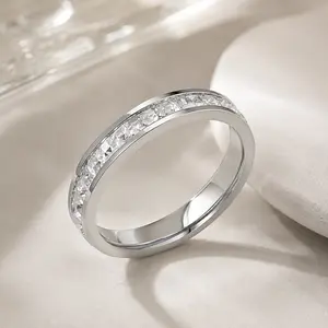 Minimalist Eternity Band Ring for Women  Elegant Stackable Crystal Ring Everyday Fashion Jewelry Anniversary Birthday Gift queen
