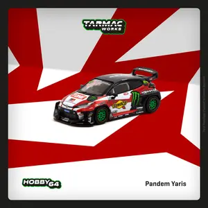 Tarmac Works Hobby64 Pandem Yaris Drift #87 1:64 Scale Die-Cast Metal Model Car with Detailed Rims Rubber Tires & Collectible Card Limited Edition