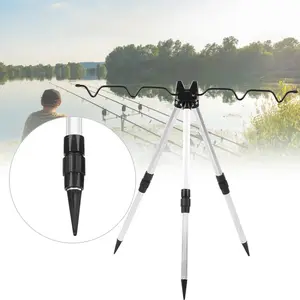 Aluminum Alloy Fishing Rod Holder, 1 Count Retractable Adjustable Tripod, Outdoor Fishing Accessories for Outdoor Fishing