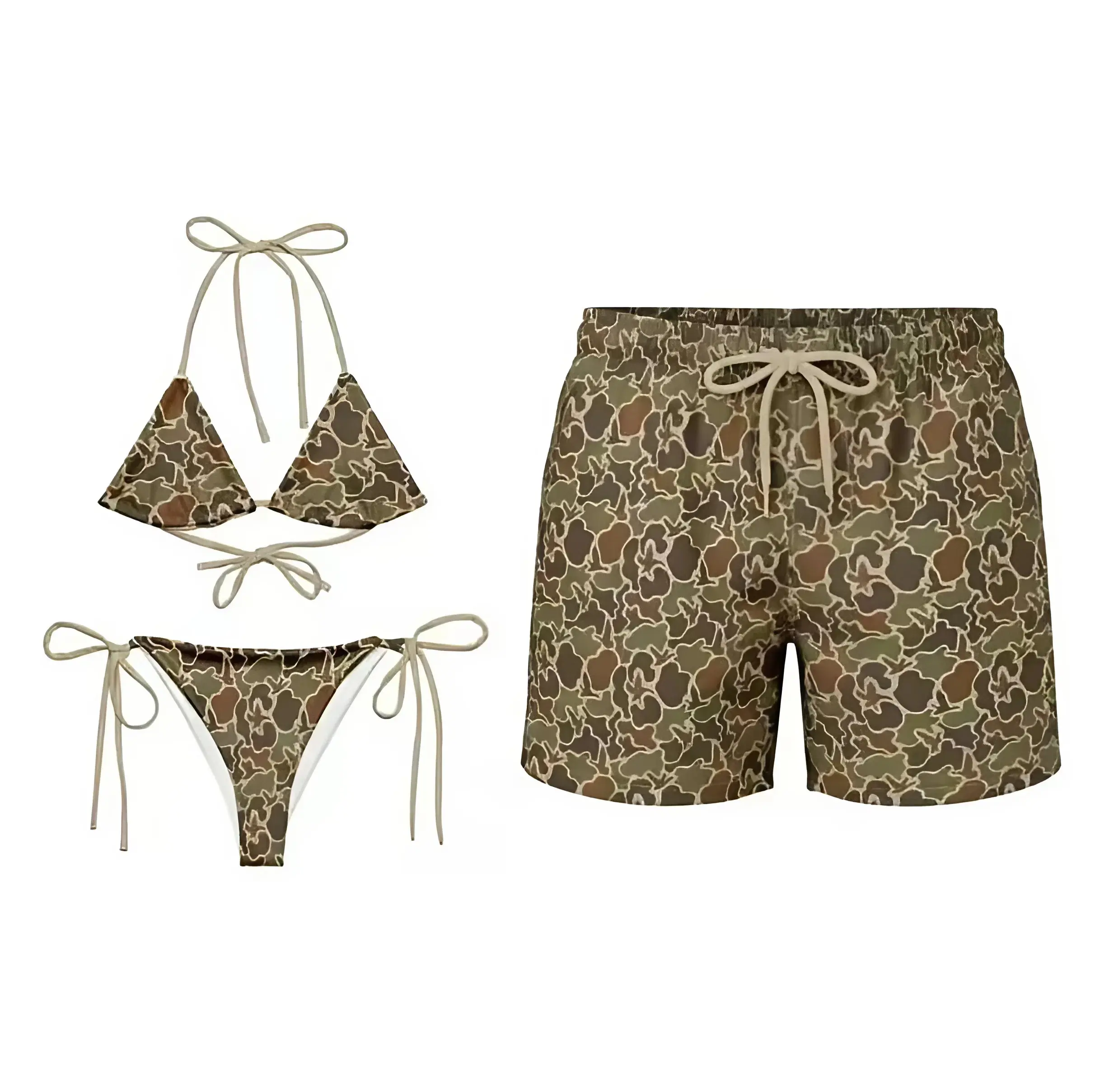 Duck #Camouflage Matching Couple Swimsuit Set | Women's Bikini Sets Two Piece Swimsuit With Mesh Short | Camo Hunting Camo Matching Bikini Sets