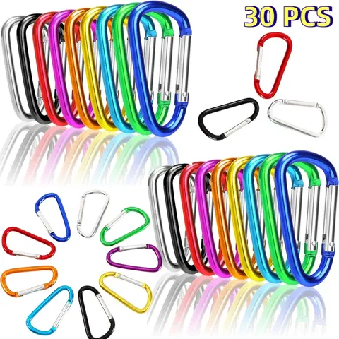 30 Pieces Carabiner Clips Set,Aluminum Locking Spring Hook Keychain,D Shape Heavy Duty Buckle Pack Carabiners Clip,Lock Snap Hooks Backpack Clip,Halloween Christmas Party Gifts,Hand Tools Kits