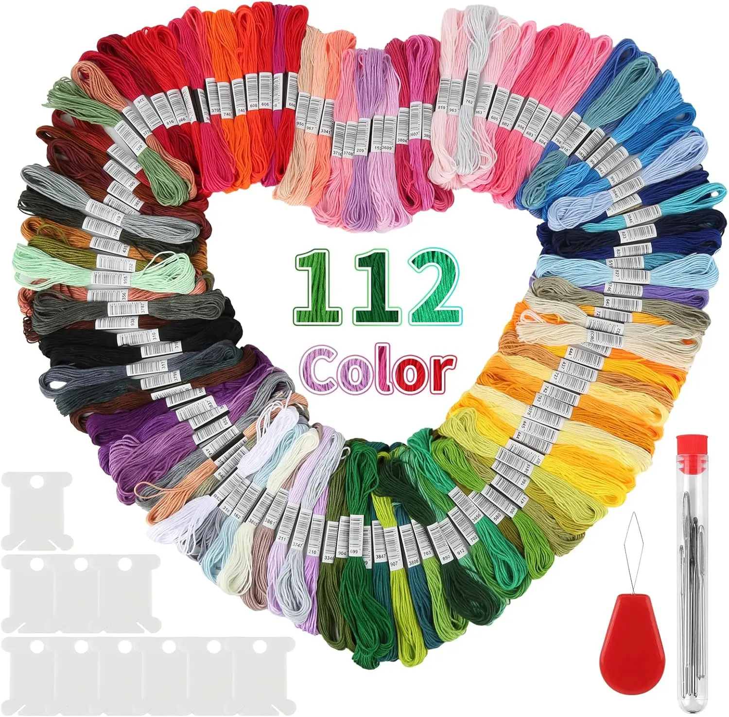 112 Colours Embroidery Thread Set,Including Embroidery Floss,8 Metres,6 Thread Each,Cotton Thread for Embroidery,Crafts,Knitting,Bracelet Thread,Sewing Thread