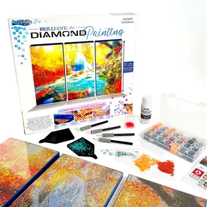 ArtSkills Waterfall Diamond Painting Kit on Stretched Canvas 21" x  14" - Complete Professional Diamond Art Set w/ Storage and Accessories
