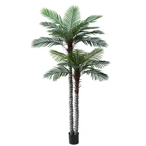 8ft/9ft/10ft UV Resistant Faux Palm Tree with Full and Lifelike Leaves , 96in Artificial Palm Tree with Realistic Trunks and Real Bark for Outdoor Indoor Home Office Decor.
