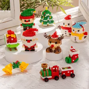 Christmas Building Block Santa Claus Snowman Elk Tree Micro Brick Puzzle Assembly Model Home Decoration Xmas Party Gifts Kid Toy