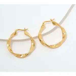 Christian James by Scott Grimes 14K Gold Clad 1" Ripple Hoop Earrings