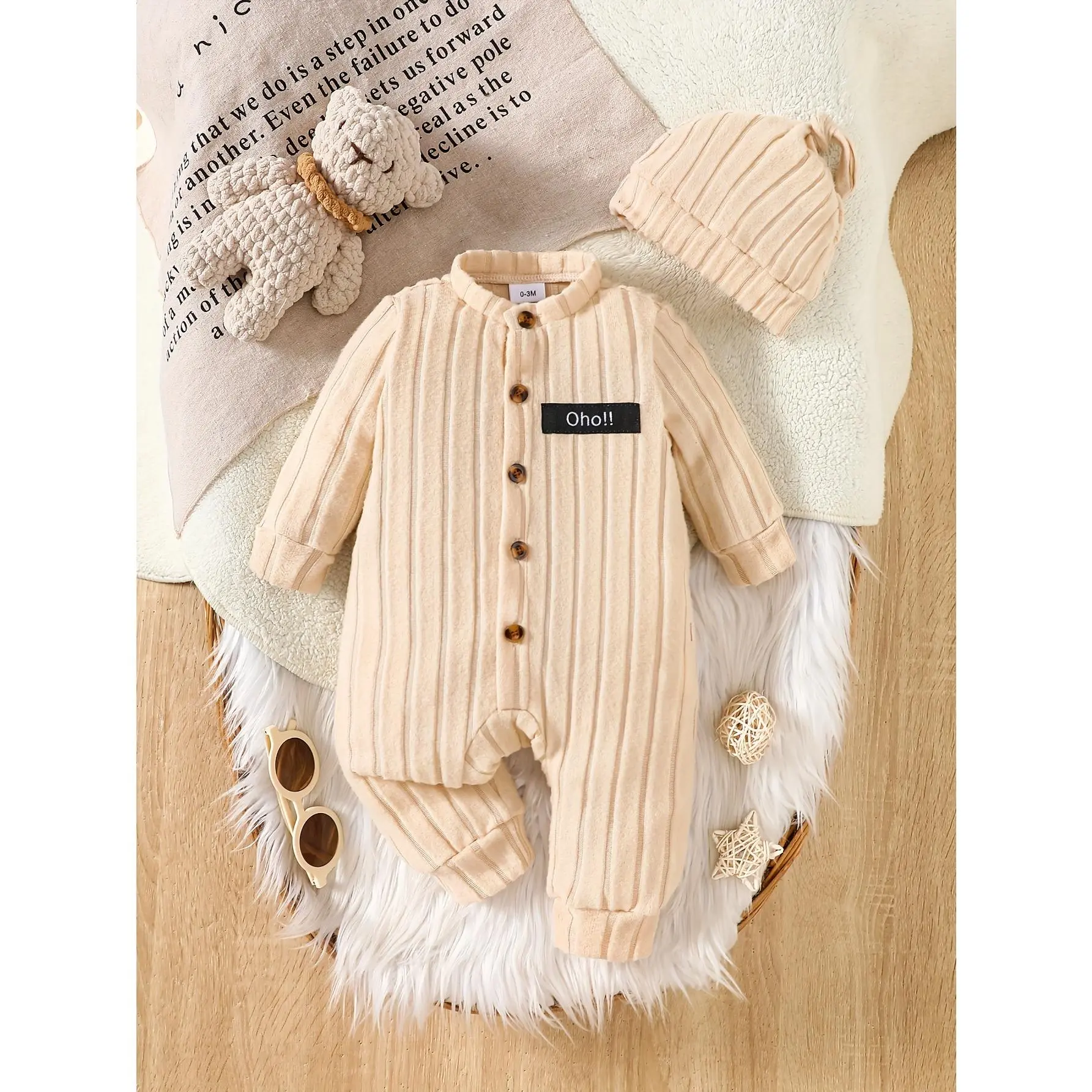 Baby Boy's Regular Fit Knit Top, Casual Solid Polyester Henley Shirt with Long Sleeves for Fall Wear, Ages 0-3 Years