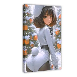 Anime Girl in Bunny Costume Canvas Poster Wall Art for Home Bedroom Office Dorm Room Decor