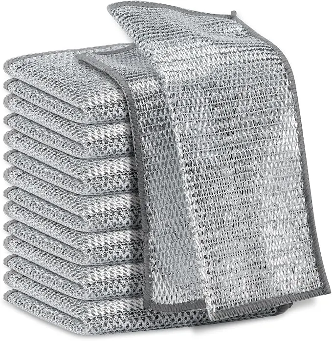 10 PCS New Upgrade double-Layer Non-Scratch Multipurpose Steel Wire Dishcloths - Reusable Quick-Dry Odor-Free Scrub Cloths for Dishes, Kitchen Cleaning Cloths for Cookware, Sinks, Dishes, Stove Tops，mesh dish cloth