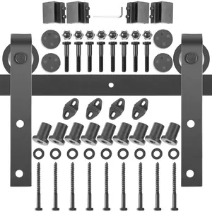 【Father's Day gift】VEVOR Sliding Barn Door Hardware Kit, 11FT Barn Door Kit, 330LBS Load-Bearing Double Barn Door Hardware Kit, Carbon Steel Barn Door Track, Darn Door for 1.37-1.77\" Thickness & 5.5FT Wide Door Panel