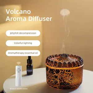 Volcano Aromatherapy Machine Desktop Essential Oil Diffuser with Double-Spray Flame, Humidifier, Home Night Light, and Wireless Remote Control