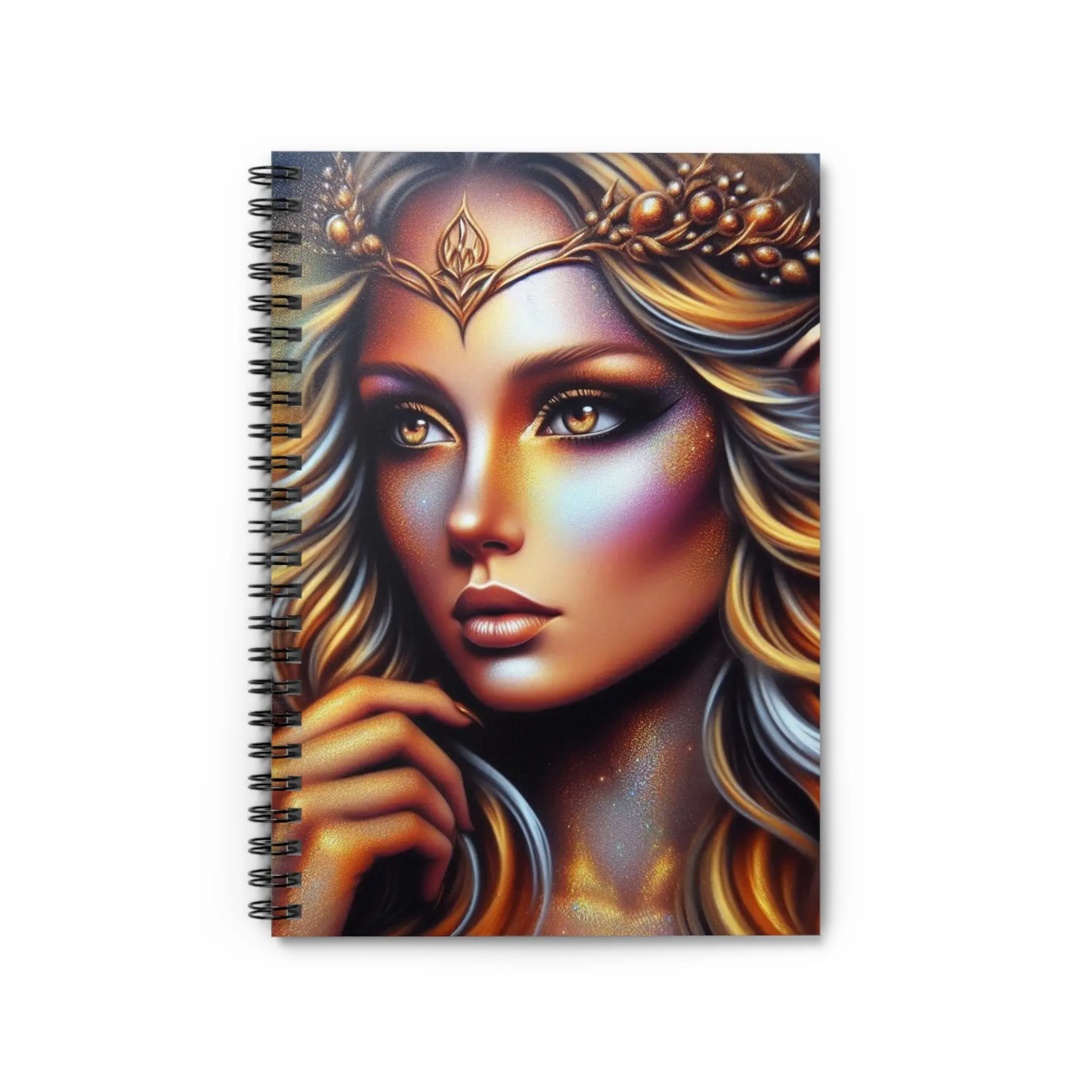 Gold and Purple Fairy Goddess Spiral Notebook - Ruled Line