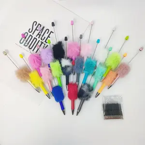 60pcs Fuzzy Pen Set with 20 Pens and 40 Refills, High-Aesthetic Beaded Ballpoint Pens, Multi-Color Fuzzy Gel Pens, DIY Kit, School Supplies, Party Gift