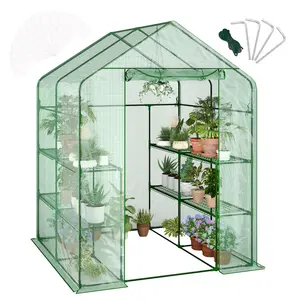 Garvee Greenhouses for Outdoors with 12 wire shelves, 4.7 x 4.7 x 6.4 ft Portable Greenhouse with Thicken PE Cover, Roll-up Zipper Door, Walk-in Green Houses for Seedling Flowers Growing