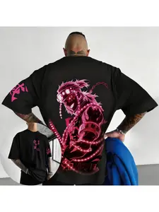 Devil Killer Anime Uzui Tengen Printed T-shirt 2026 Men's Autumn/Winter New Street Hip Hop Casual Top