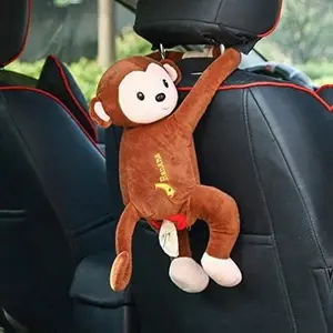 Plush Monkey Toy Style Anime Tissue Holder Tissue Box Cartoon Tissue Cover Paper Holder Napkin Box Paper Storage Box Tissue Tray Paper Container for Car Home Use Bathroom Accessories (Brown) Gift Seat