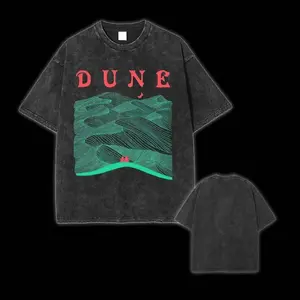 Dune Arrakis Landscape with Paul and Chani Lightweight Acid Washed Tee, Dune Shirt, movie lover Graphic tee movie shirt Streetwear Menswear 5V0 ZLI