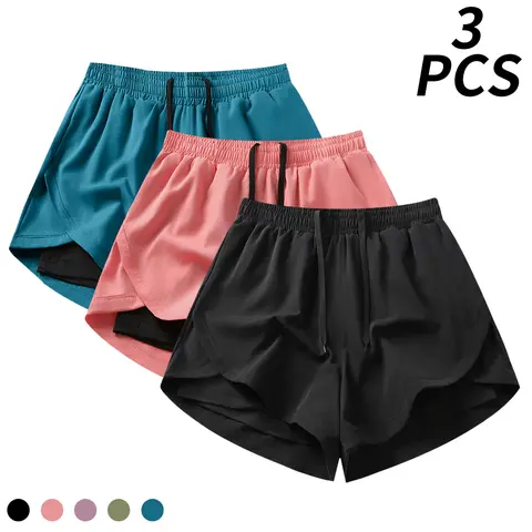 Women's 2 in 1 Athletic Running Shorts Double Layer Workout Gym Shorts Lightweight Breathable Quick Dry Sports Shorts with Liner for Jogging, Fitness Training, Outdoor Exercise