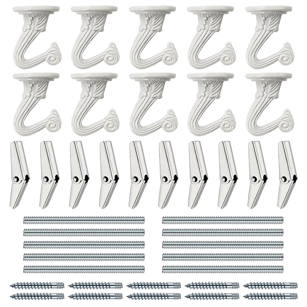 10 Packs White Ceiling Hooks Heavy Duty Swag Hook with Hardware for Hanging Plants Ceiling Installation Cavity Wall Fixing Ideal for Hanging Small Items or Items with Strings