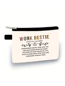 'work Bestie' Leopard Print Zipper Coin Purse, Casual Tool Bag for Office Items, Coins, Cards, Perfect Gift for Workplace Friends