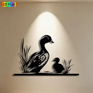 1pc Duck & Duckling Metal Wall Art,Lifelike Duck Family Statue Mural, Ideal Gift for Easter, Thanksgiving, Nature Decor Enthusiasts, Rust-Resistant Metal Wall Decor Wall Sculptures, Perfect for Garden Wall & Patio Fence, Unique Outdoor Home Decor