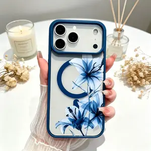 Blue Lily Whisper Magnetic MagSafe Snap Case for iPhone 17 Air 16 15 14 Plus 13 12 11 Pro Max  Shockproof Slim Protective Cover
