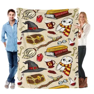Wizard School Owl & Spellbook Flannel Blanket – Gentle on Skin, Multi-Size, Great for Air Conditioned Spaces – Perfect for Magic Lovers & Young Wizards