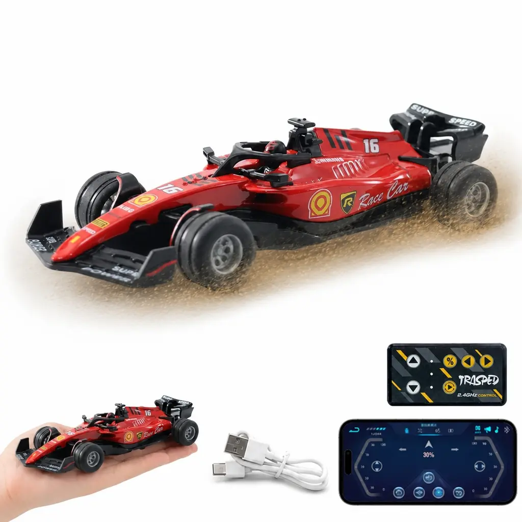1/64 Mini RC F Racing Car 1,rc toys for kid， Pocket Size 2.4GHz Portable Drift Car with Remote & App Control, USB Rechargeable Formula Racing Toy, Stress Relief Desktop Entertainment,  Indoor Use,children fun Birthday & Christmas Gifts