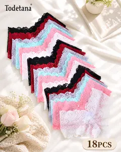 6/12/18 Pcs Women’s Lace Panties Set, Bowknot Decor Briefs, Soft Breathable Stretchy Underwear, Solid Color Knickers for Daily Wear, Ideal for Parties, Camping, Perfect Gift, Womenswear Basic Minimalist