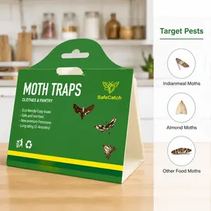 Double Potent Pantry Moth Traps with Pheromones Prime, Sticky Indian Meal Moth Traps for Kitchen, How to Get Rid of Moths in House (10 Pack)