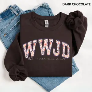 WWJD Sweatshirt, Walk Like Jesus Sweatshirt, Bible Verse Faith Pullover, Trendy Christian Graphic Crewneck, Retro Spiritual Sweater, Womenswear, Casual Basic Top
