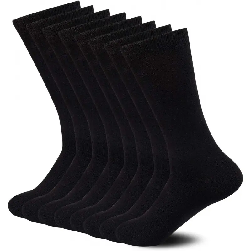 Men's Basic Unisex Bamboo Rayon Crew Socks, Super Soft Black Socks, 8-Pack