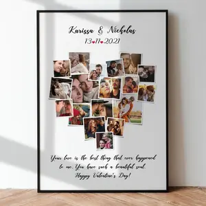 Custom Heart Shape Photo Collage Poster, Valentine's Day Gift, Anniversary Gift, Boyfriend Gift