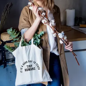 It Is a Good Day to Teach Tiny Humans Tote Bag, Funny Teacher Gift Bag, Cotton Teacher Tote, Back to School Teacher Appreciation Gift