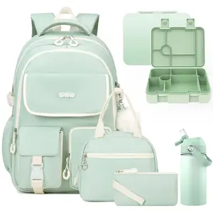 SIMILOVE Girls' Backpack Set (5PCS) - 14oz Insulated Water Bottle, Bento Lunch Box, Lunch Bag, Pencil Case - Cute School Bookbag for Elementary/Middle School Teens (Party Gifts, Home Supplies)