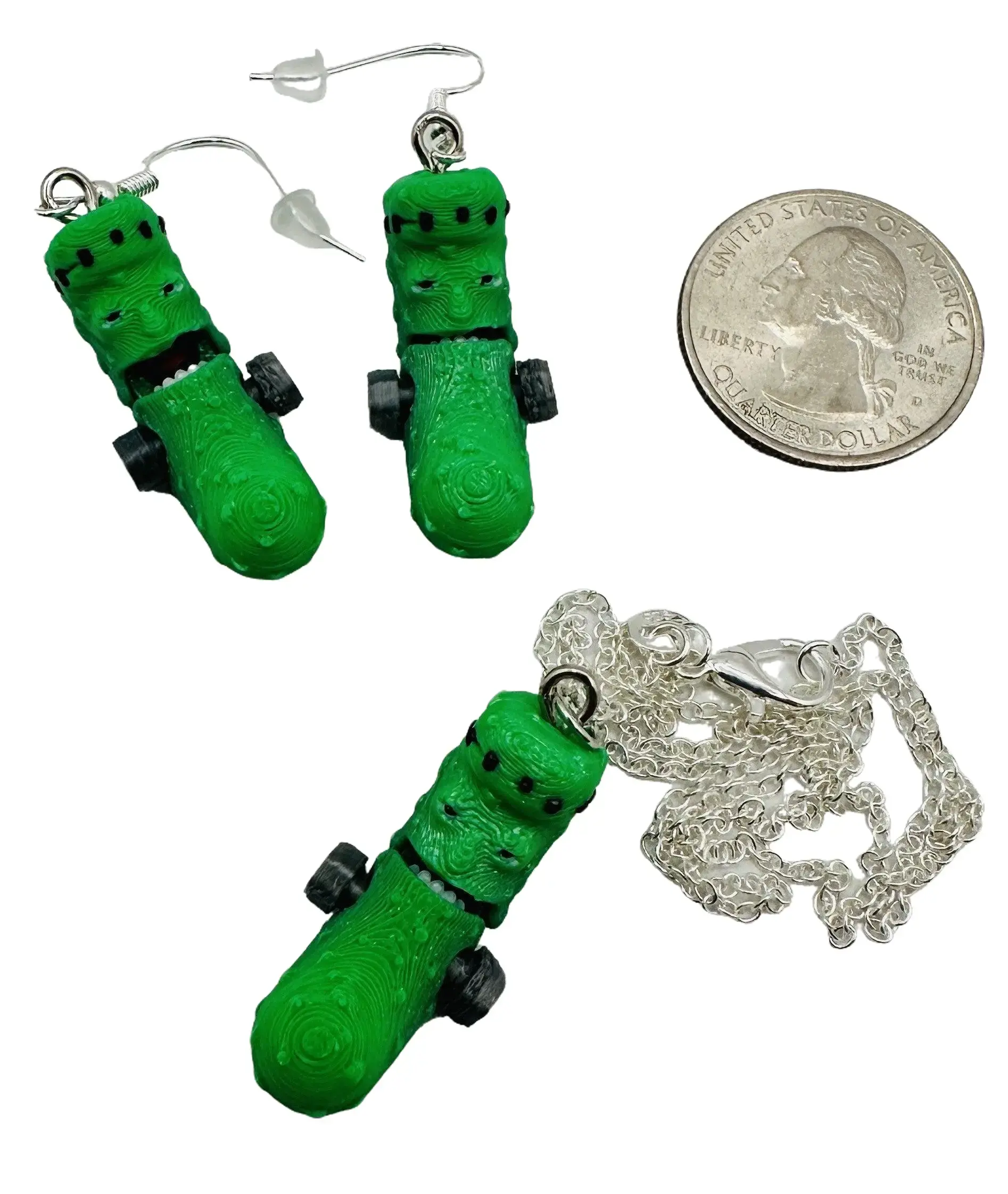 Pickle Earring & Necklace set - Tickles, the Articulated Pickle