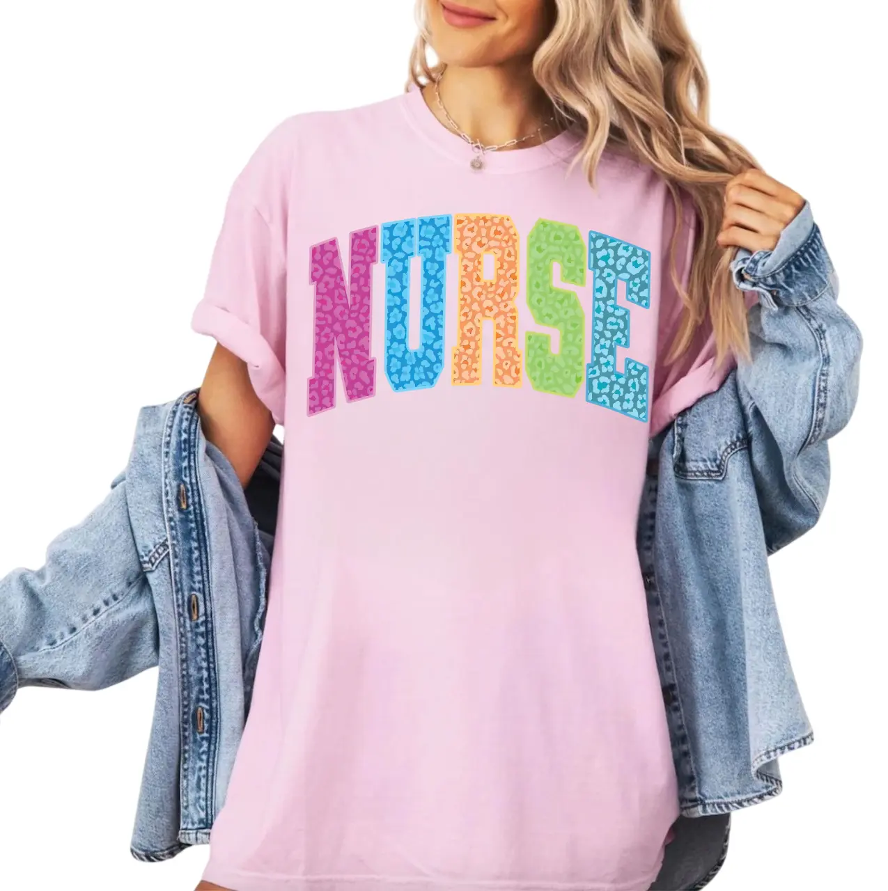 Neon Leopard Nurse Shirt, Nurse Neon Distressed Tee, Nurse CNA RN Nicu T-Shirt, Preppy Nurse Sweatshirt, Nurse Life Gifts, Colorful Nursing Shirt