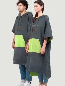 CoverHood Surf Poncho - One Size - Gray with Neon Green Accents - Hooded Poncho