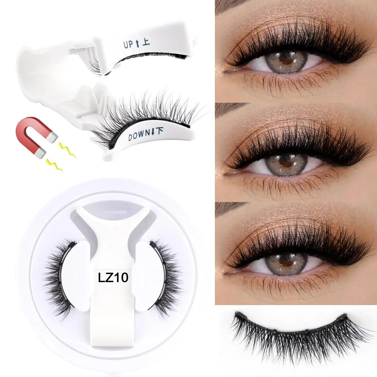 1 Pair Reusable Magnetic Lashes No Glue Needed 3D Magnetic with Clip Tweezers False Eyelash Magnetic Lash Kit Make up Eyelashes 2026 New