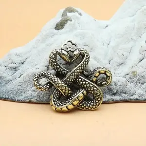 Year of Snake Keychain, Dual Snake Safety Knot Pendant, and Beads Design, Detachable Ring Closure, Elegant Keyring