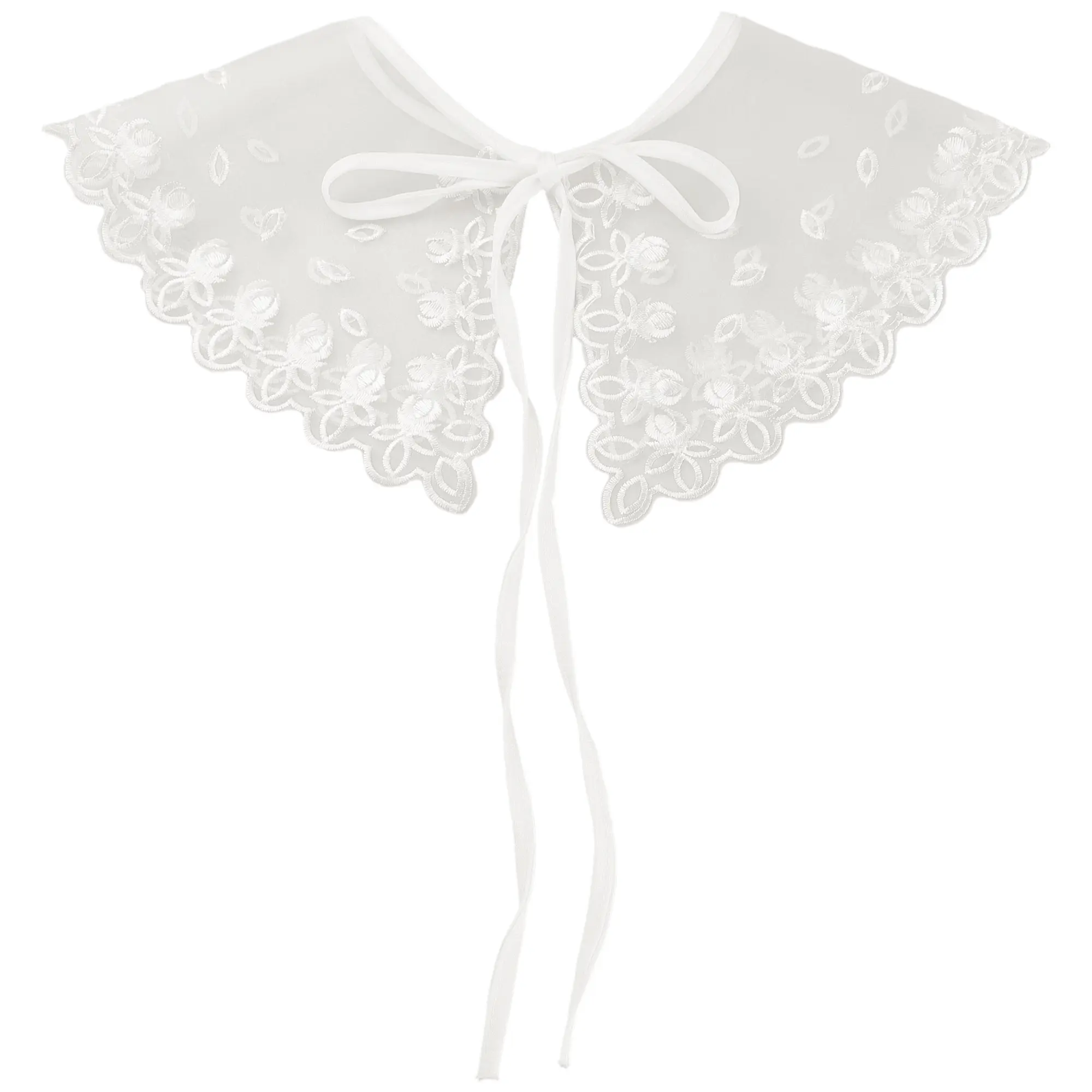 INSPIRE CHIC Detachable Fake Collar, Semi-Sheer Embroidery Mini Cape Choker Neck Ruff Dickey Collar for Women Blouse