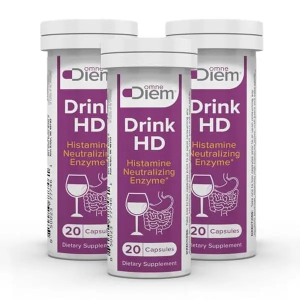 DrinkHD 20 Count 3 Pack - Diamine Oxidase - DAO Enzyme in a convienant Carry Package. A