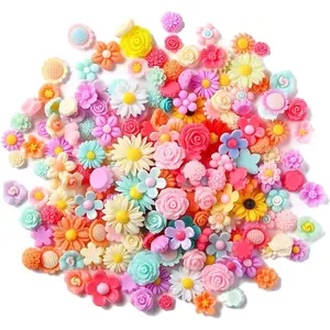 X Hot Popcorn Flatback Resin Flower Charms Random Slime Charms Flatback Cabochons Daisy Embellishment for Diy Scrapbooking Hair Clip Phone Case Decor