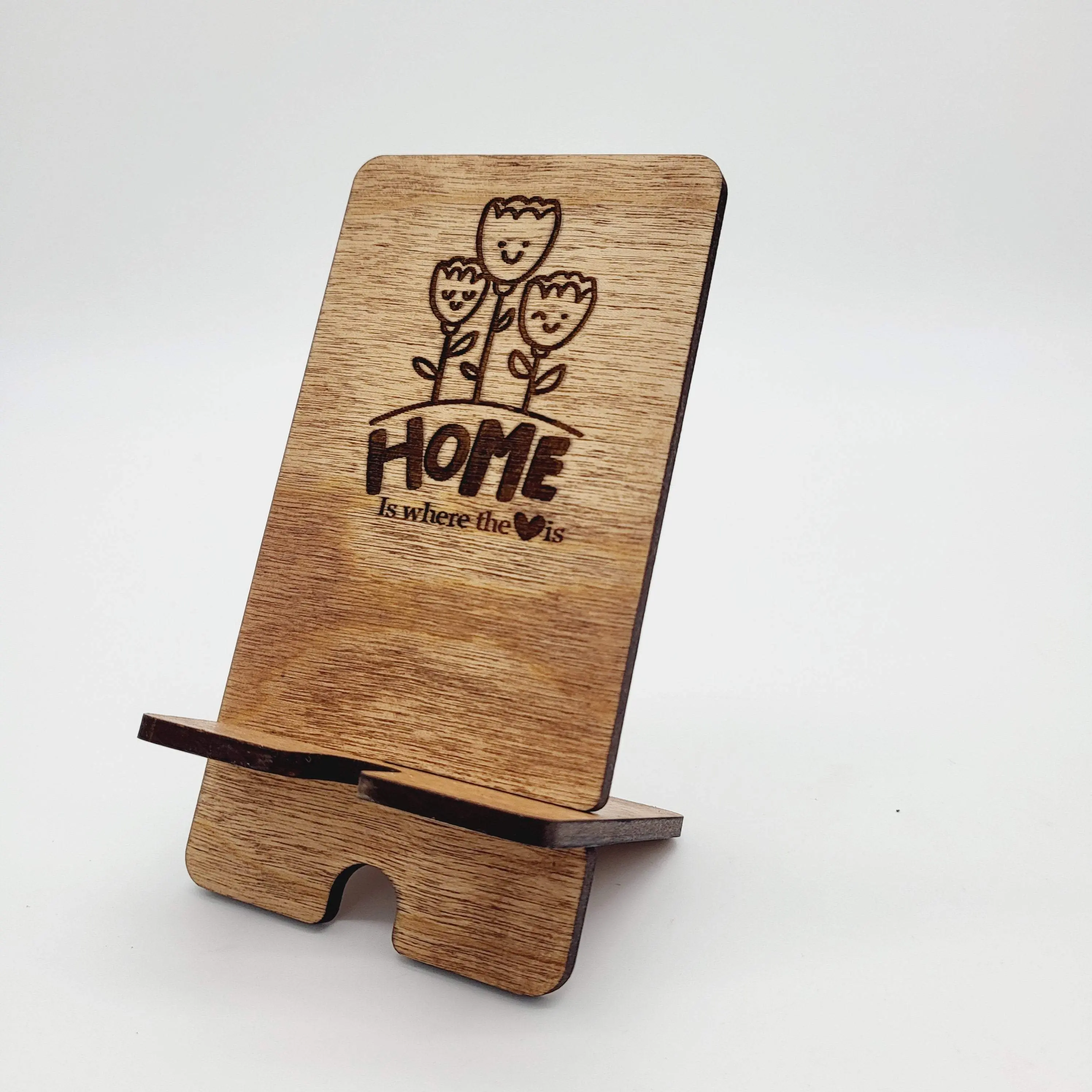 Customizable Wooden Phone Stand - "Home is where the Heart is"