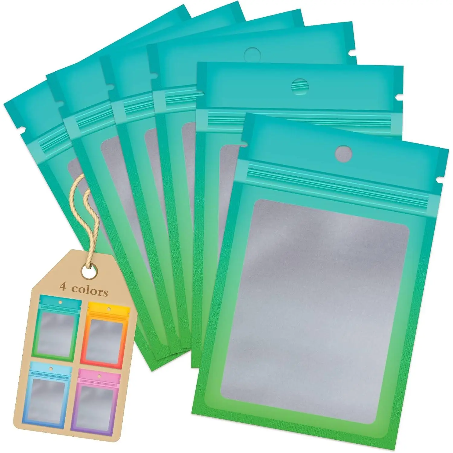 100-pack smell-proof resealable mylar bags - clear zipper pouches for food, jewelry, eyelash gloss storage (2.7"x3.9", blue/green) Organiser