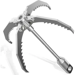 PRO Grappling Hook, Heavy Duty |   Folding 4-Claw Survival Claw, Multi-Purpose SUS Sawtooth Hook for Outdoor Camping Hiking Tree Rock Mountain Climbing (Grappling Hooks W/Rope)