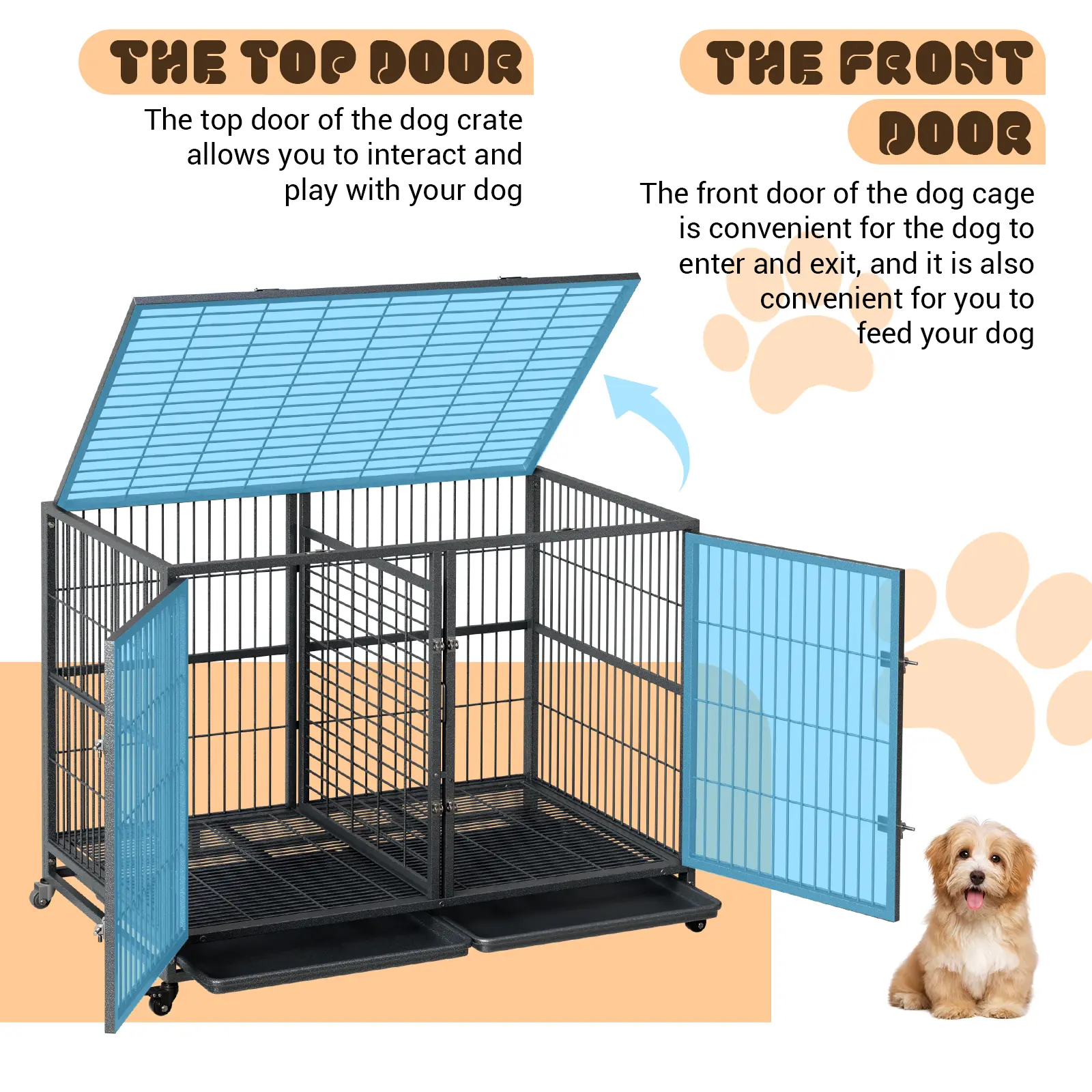 48-inch sliding rail dog crate without food bowl